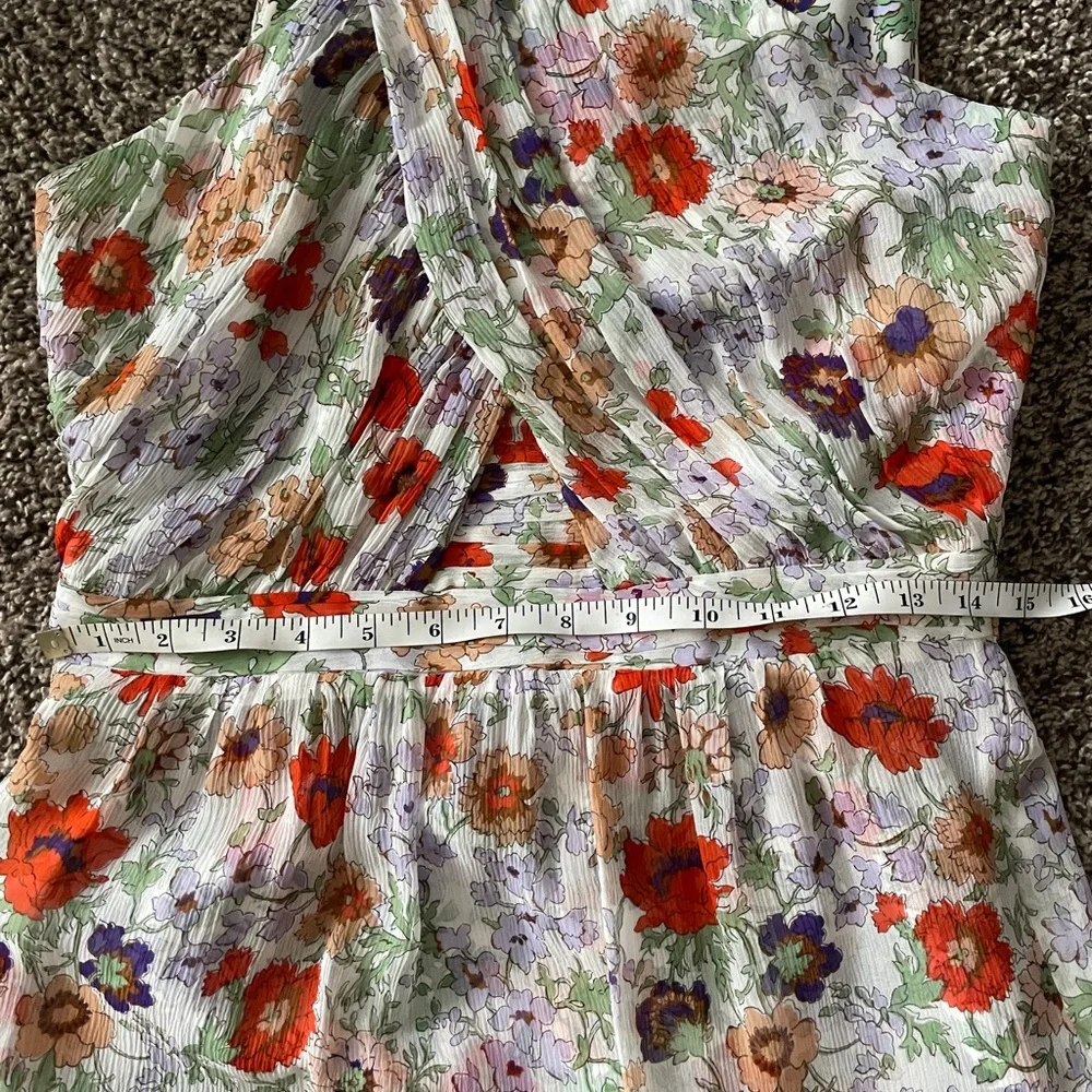 Floral Silk Maxi Dress - White/Orange - Picture 6 of 7